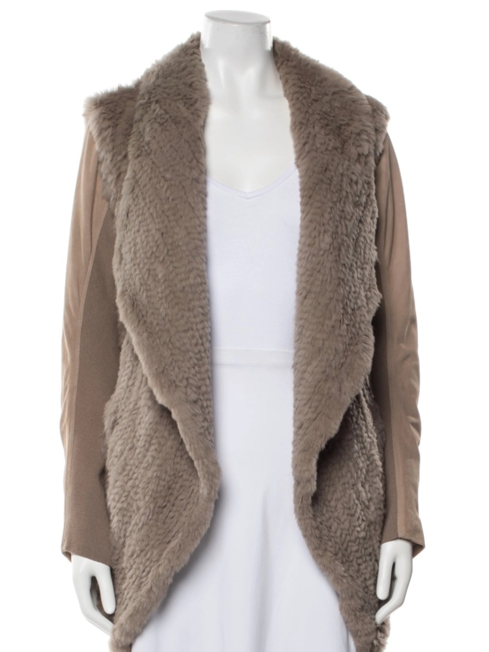 Taupe Faux Shearling Draped Teddy Jacket